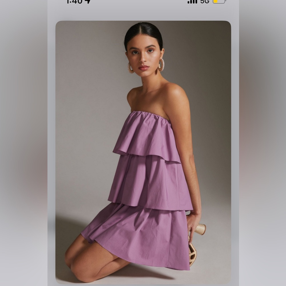 Purple tiered ruffle mini dress